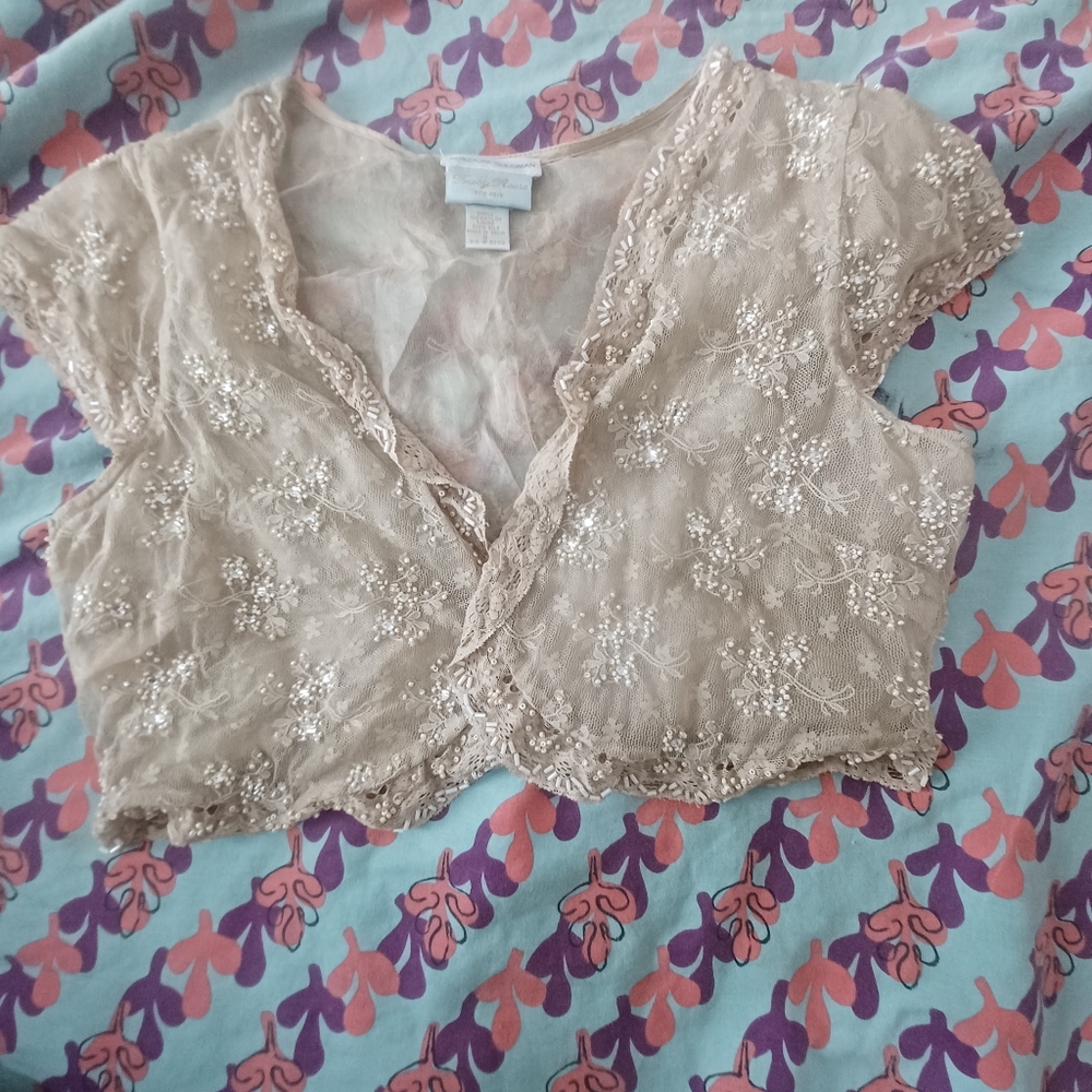 Tracy Reese for Bergdorf Goodman vintage  Lace and beaded bolero style jacket